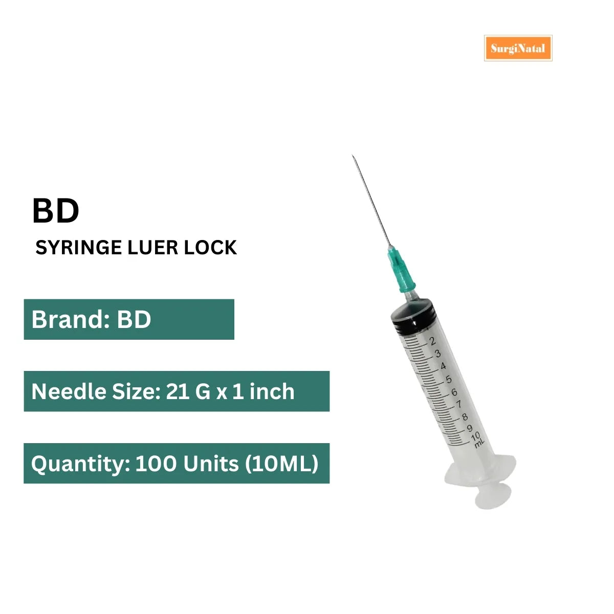 BD 10 ML Syringe Luer Lock 21G*1 inch