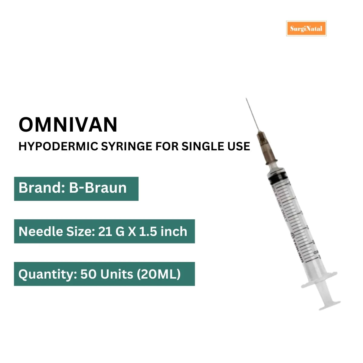 Buy Omnivan 20ml Syringe with Needle - 50 Pack | B Braun