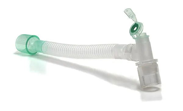 InterSurgical Flexible double swivel catheter mount, 22F - double flip top cap with seal - 22M/15F, 170mm