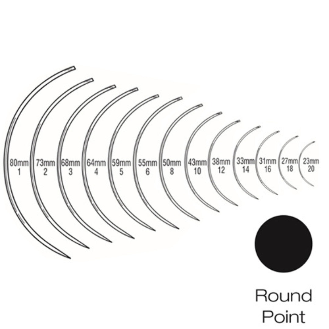 Suture Needles - Round Body Half Circle - 6 Needle Pack