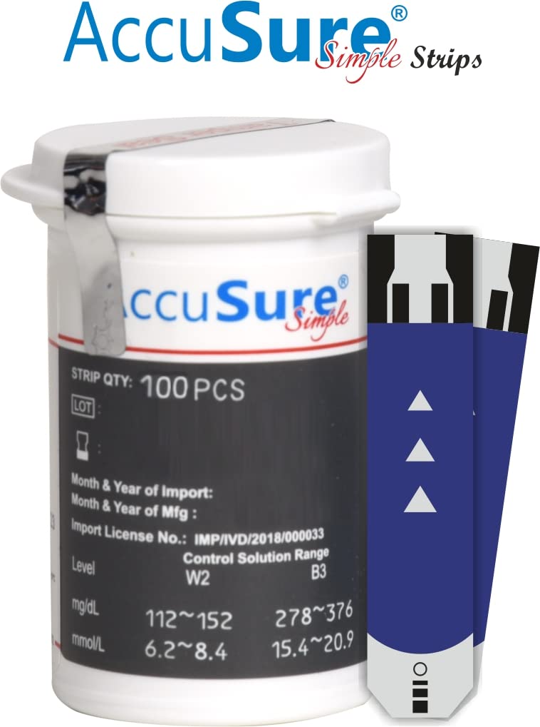 AccuSure Simple Blood Glucose Test 100 Strips, 2 X 50 Test Strip