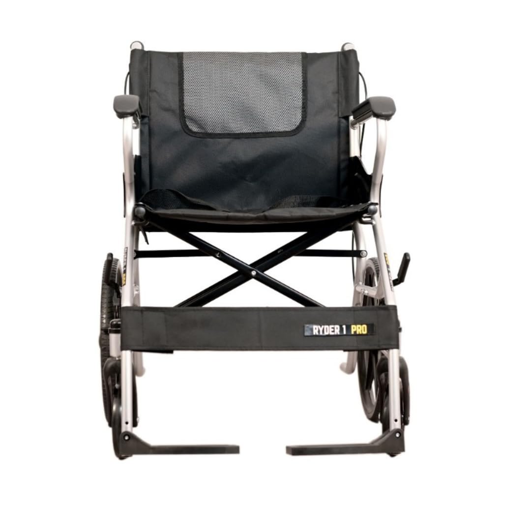 Karma Ryder-1 Pro Manual Wheelchair | Attendant-Driven | Lightweight, Foldable, Travel-Friendly | Double Cross-Bar Mild Steel Frame