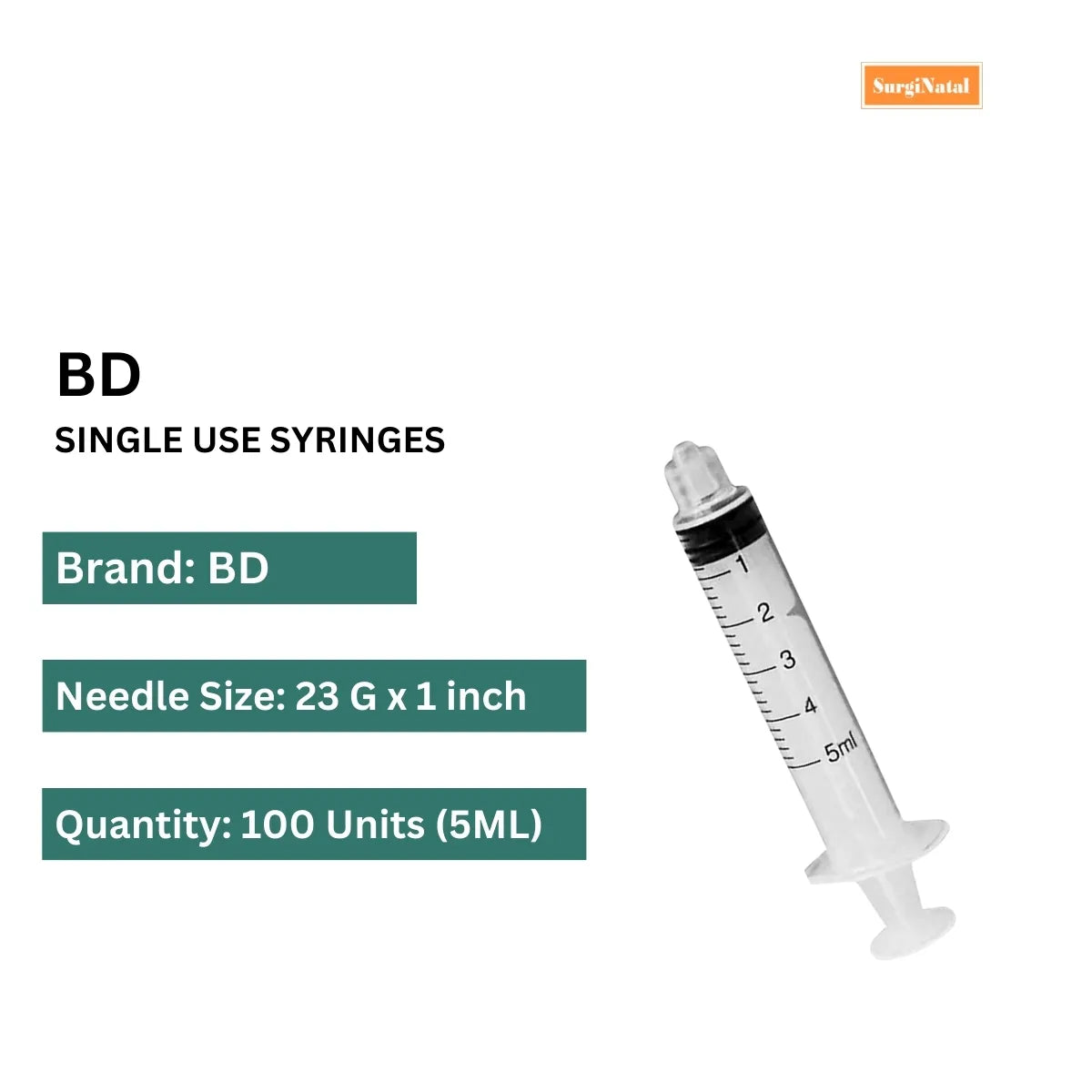 BD 5ml Syringe Luer Lok - 100 Units Pack | SurgiNatal