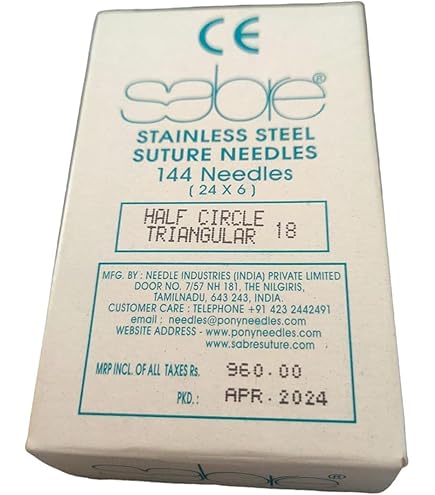 Suture Needles - Half Circle Triangular- 6 Needle Pack BOX