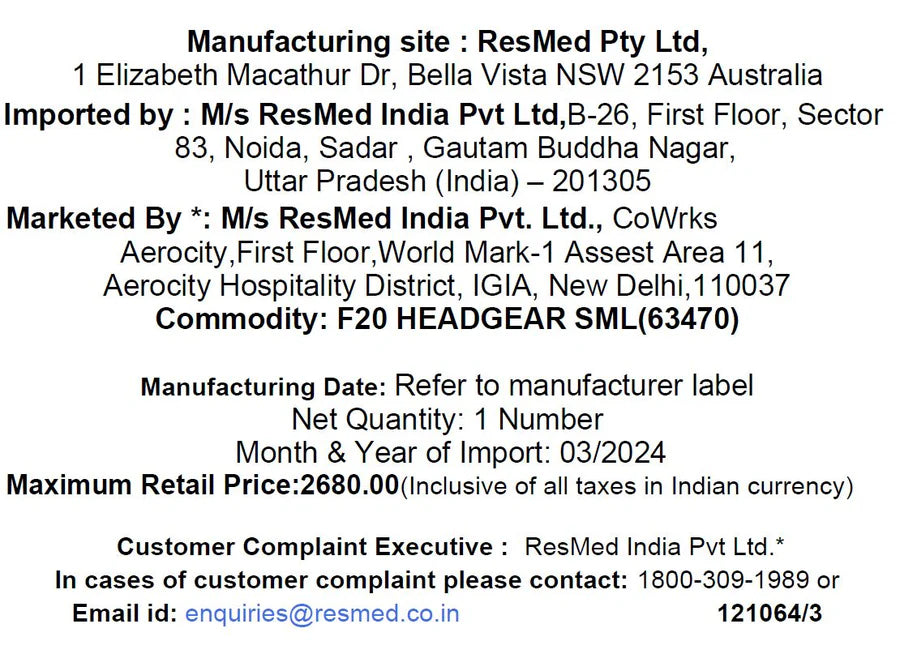 ResMed AirFit™ F20 Headgear