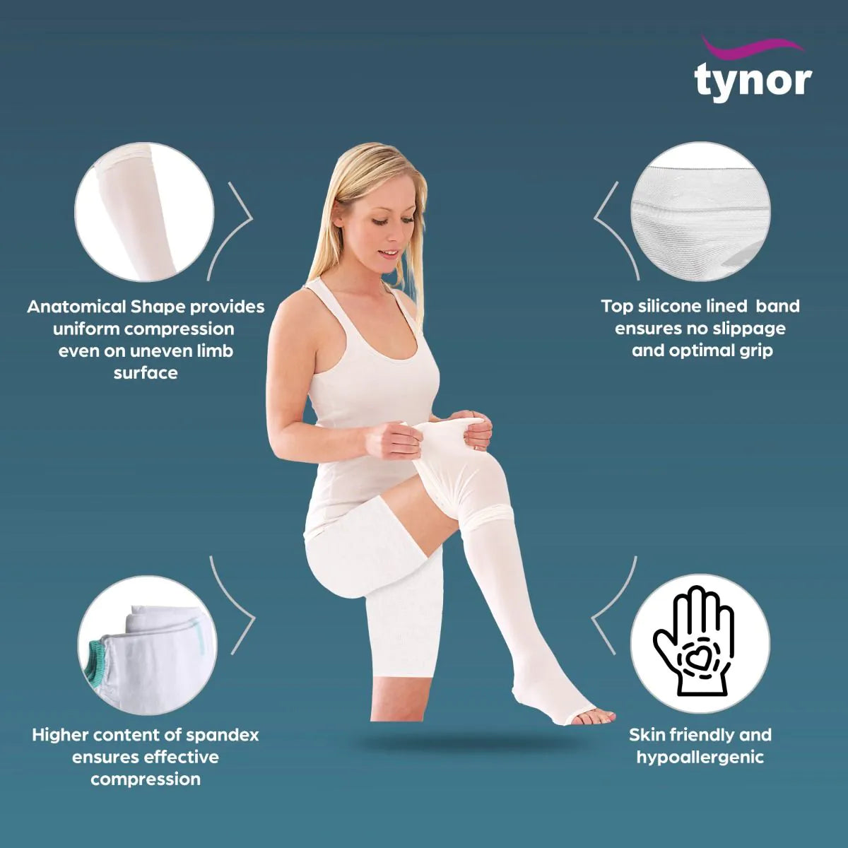 Tynor D.V.T. Stockings Pair Thigh High ( I-69 )