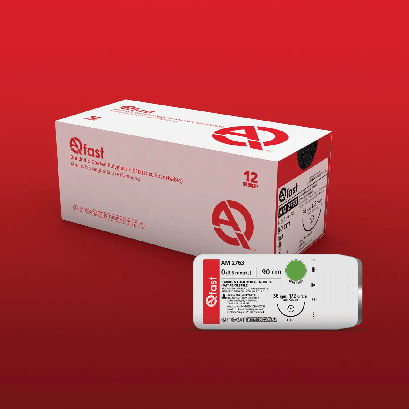 Aqmen Sutures AM2777DN AqFast Vicryl Type USP 2-0-12 Foils