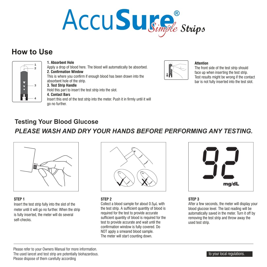 AccuSure Simple Blood Glucose Test Strip - 50 Strips