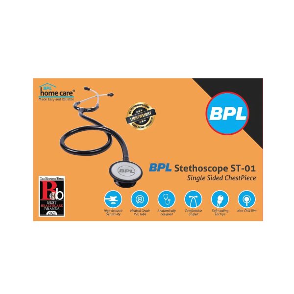 BPL Stethoscope ST-01 Single Sided Chest Piece Stethoscope (Black)