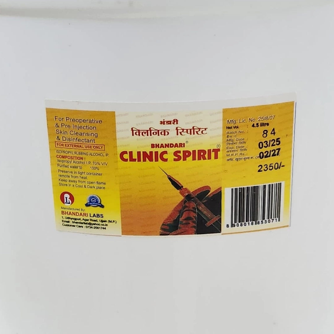 Buy Clinic Spirit - 4.5 Ltr Online for Surgical Needs