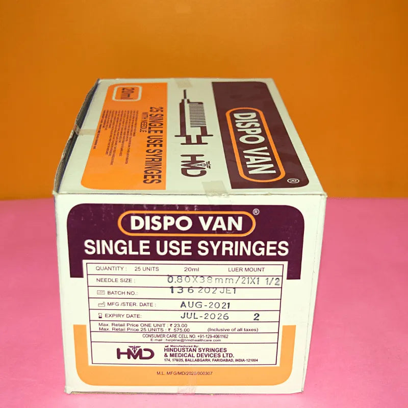 Dispo Van Syringe 20ml - 25 - Units Pack | SurgiNatal