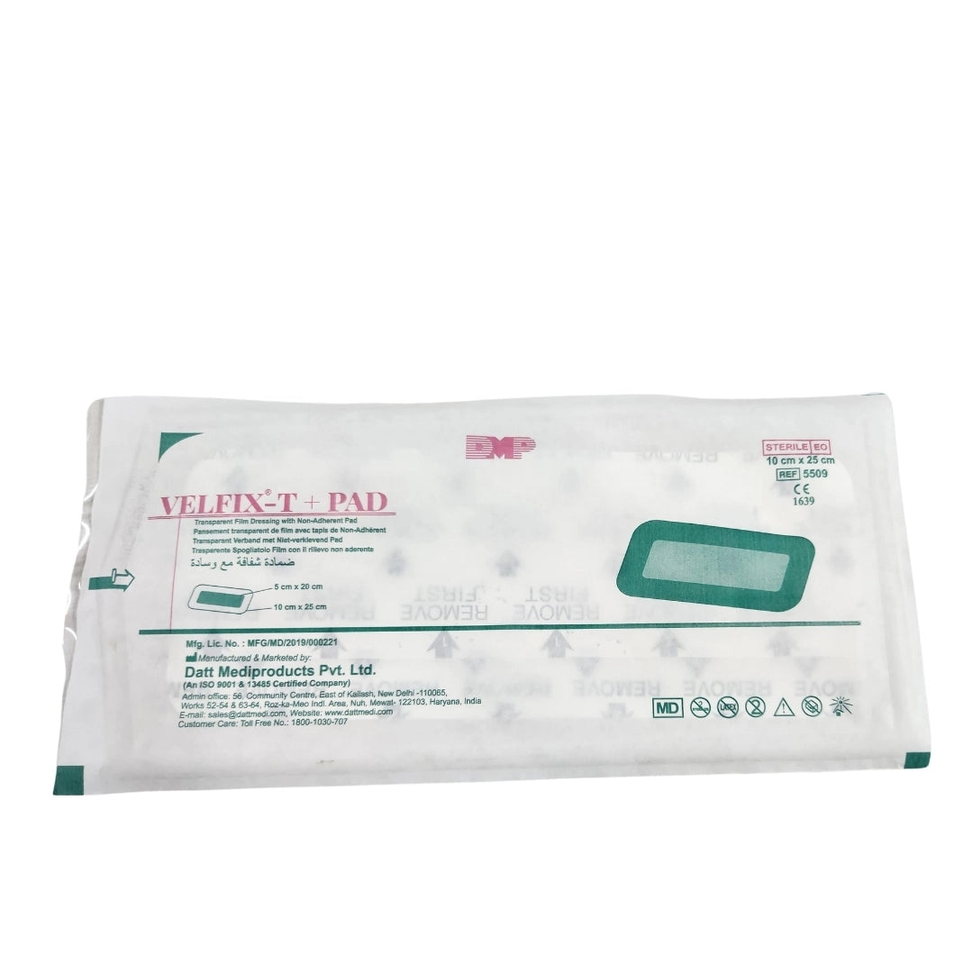 Datt Velfix-T+Pad 10cm x 25cm Adhesive Dressing for Wound Care
