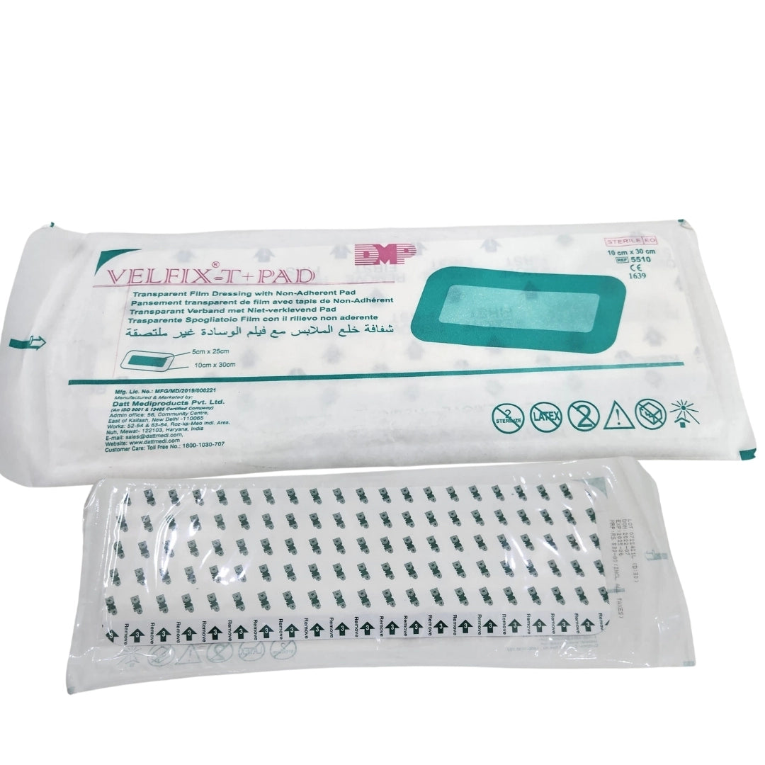 Datt Velfix-T+Pad 10cm x 30cm Adhesive Dressing for Wound Care