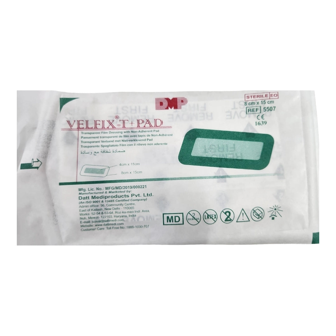 Datt Velfix-T+Pad 8cm x 15cm Adhesive Dressing for Wound Care