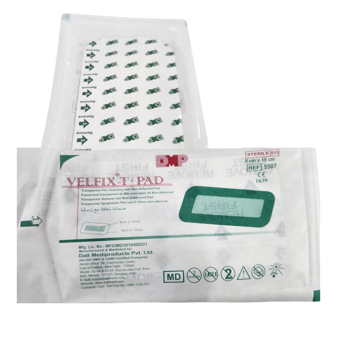 Datt Velfix-T+Pad 8cm x 15cm Adhesive Dressing for Wound Care