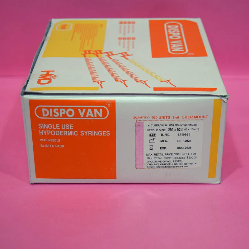 Dispo Van Syringe 1ml - 26G - 100 Units Pack | SurgiNatal