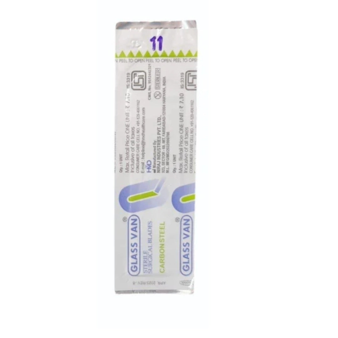 Glassvan Sterile Surgical Blades 11 No - 100 Blade Box