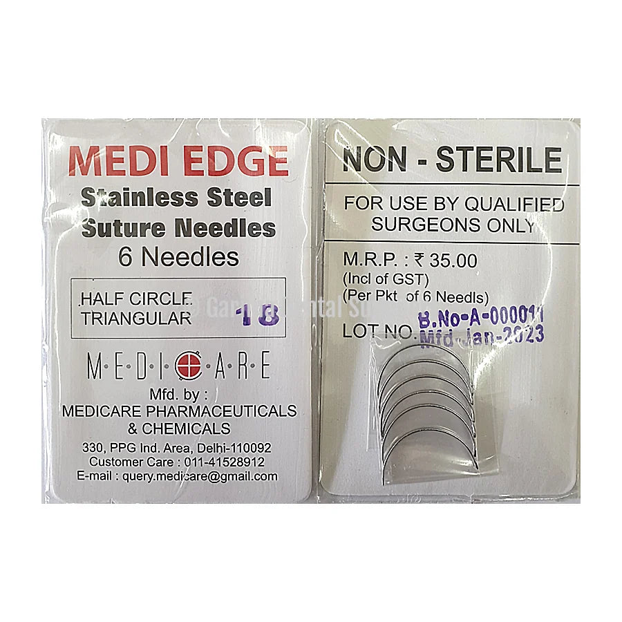 Suture Needles - Straight Triangular - 6 Needle Pack
