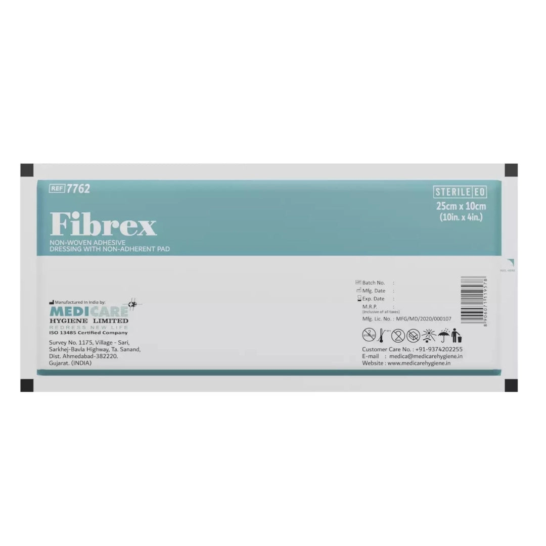Medicare Fibrex Non-Woven Adhesive Dressing With Non Adherent Pad(30cm X 10cm)