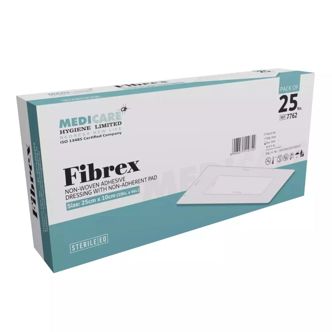 Medicare Fibrex Non-Woven Adhesive Dressing With Non Adherent Pad(30cm X 10cm)