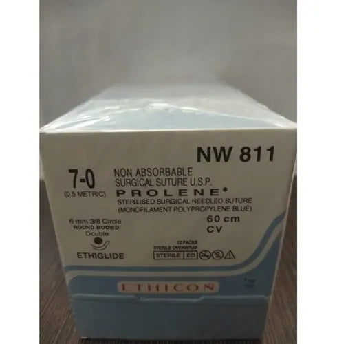 Ethicon Prolene Sutures USP 7-0, 3/8 Circle Curved Round Body Ethigltde Double Needle NW811
