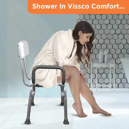 Vissco Comfort Shower Chair – PC 0980 | With Back & Armrest, Adjustable Height