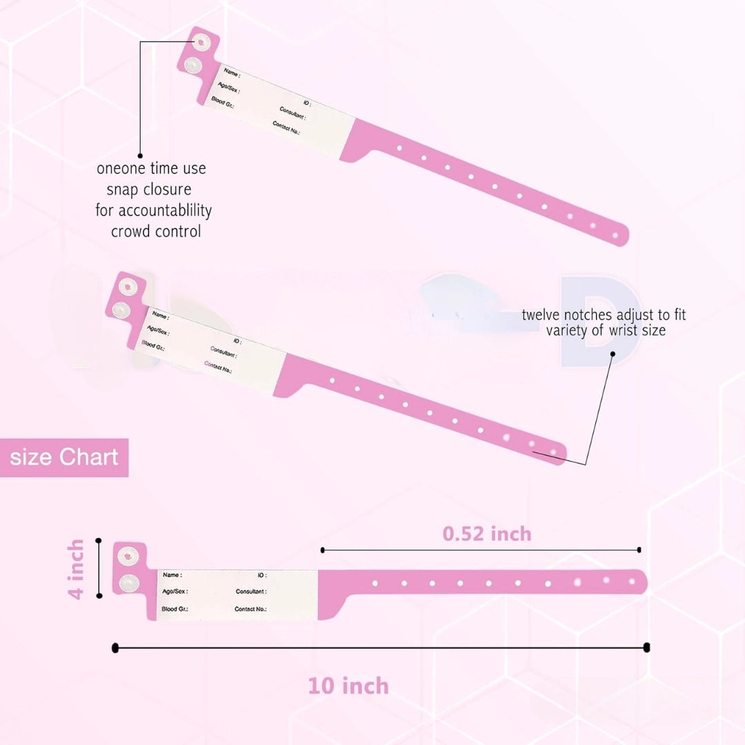 Patient ID Band Adult Pink Female