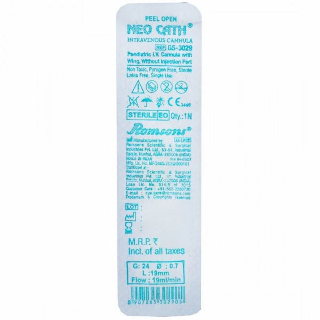 Buy Romsons 24G Neo Cath Paediatric IV Cannula - Best Price