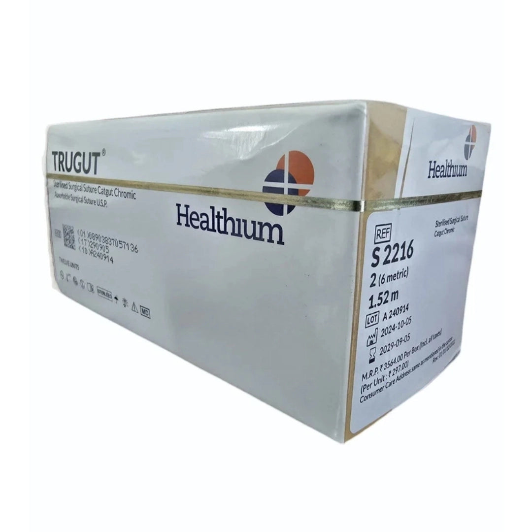 Sutures India Trugut Chromic Catgut USP 2, 1/2 Circle Round Body Mayo - SN 2216