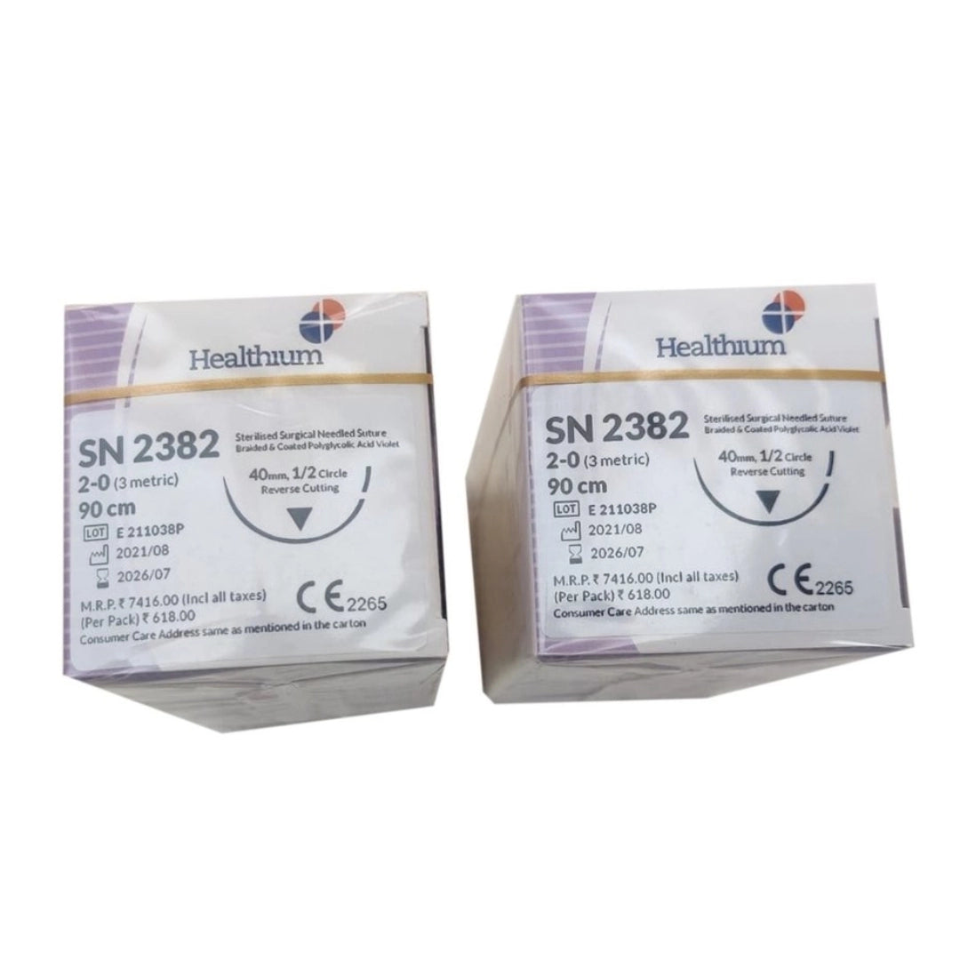 Sutures India Trusynth Polyglactin 910 USP 2-0, 1/2 Circle Reverse Cutting TS 2382