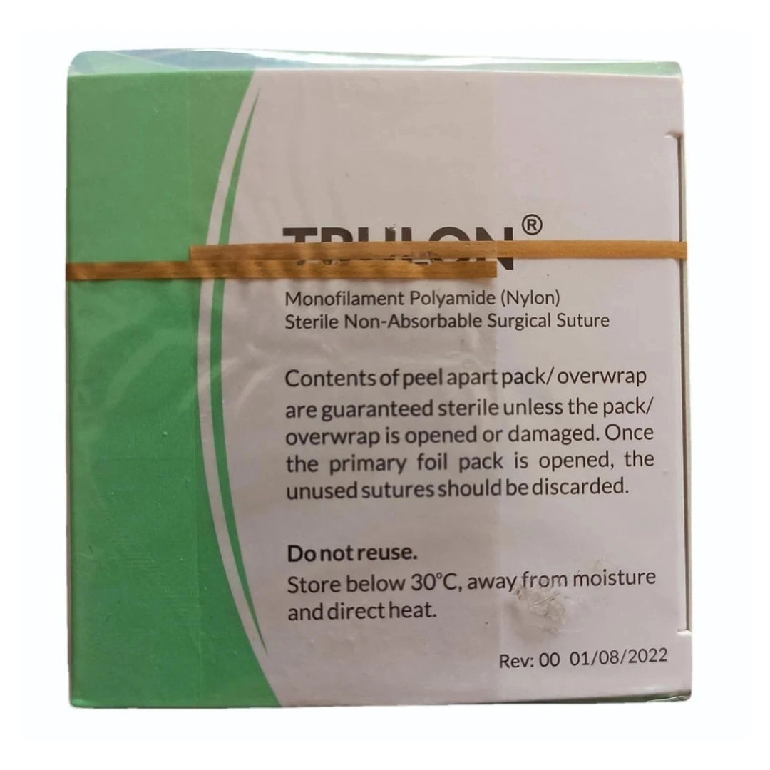 Sutures India Trulon USP 3-0, 3/8 Circle Reverse Cutting SN 3328