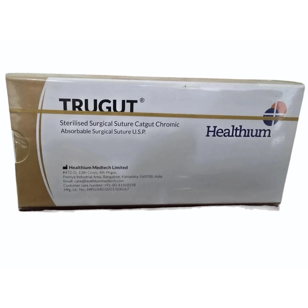 Sutures India Trugut Chromic Catgut USP 3-0, 1/2 Circle Round Body - SN 4237