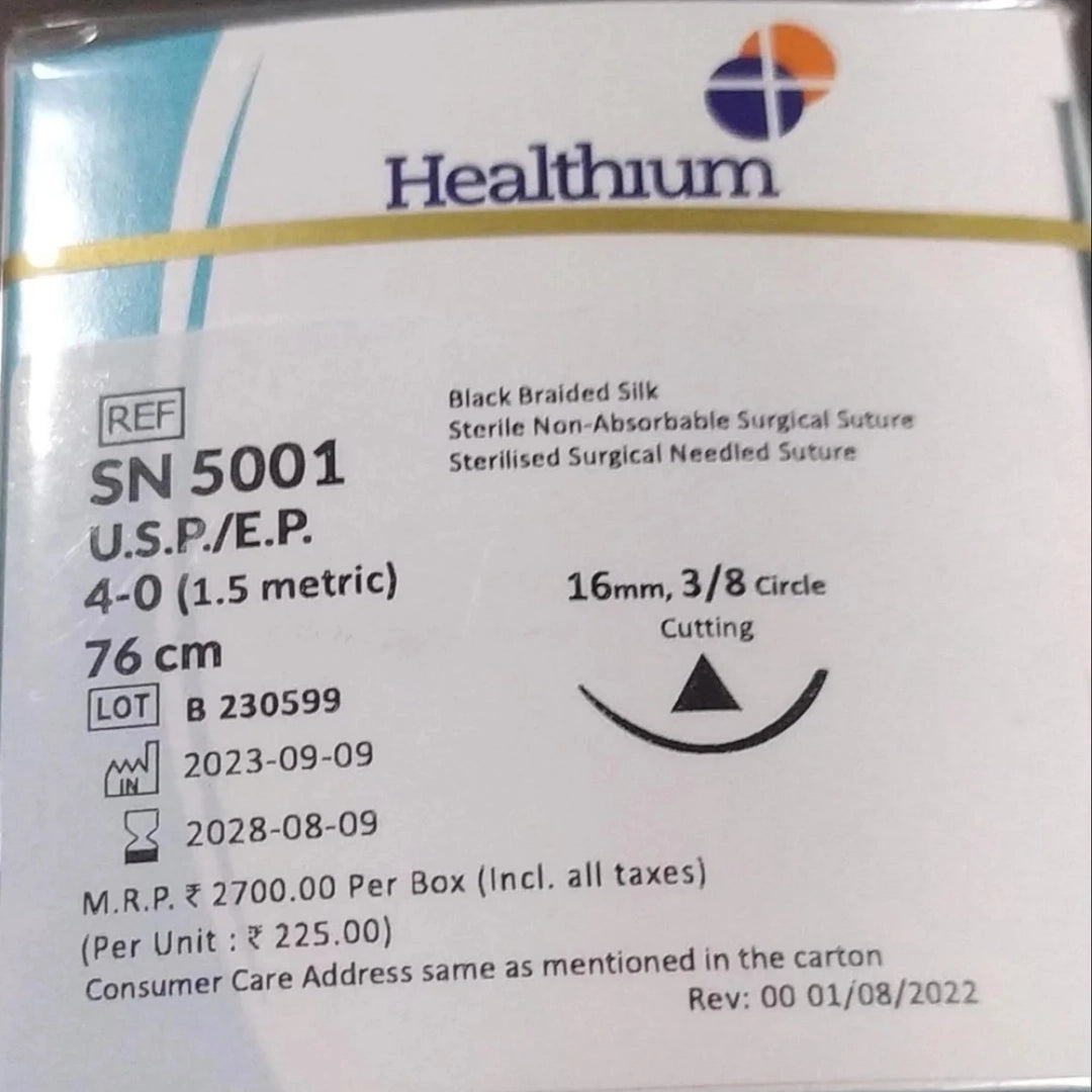 Sutures India Trusilk USP 4-0, 3/8 Circle Cutting SN 5001