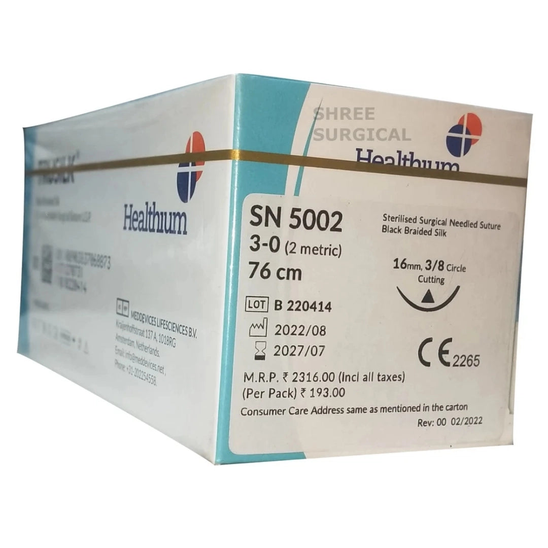 Sutures India Trusilk USP 3-0, 3/8 Circle Cutting SN 5002