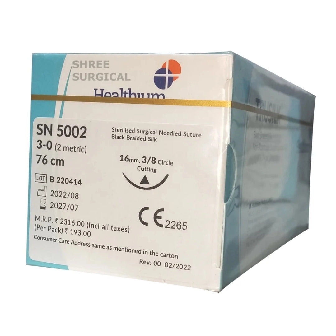 Sutures India Trusilk USP 3-0, 3/8 Circle Cutting SN 5002