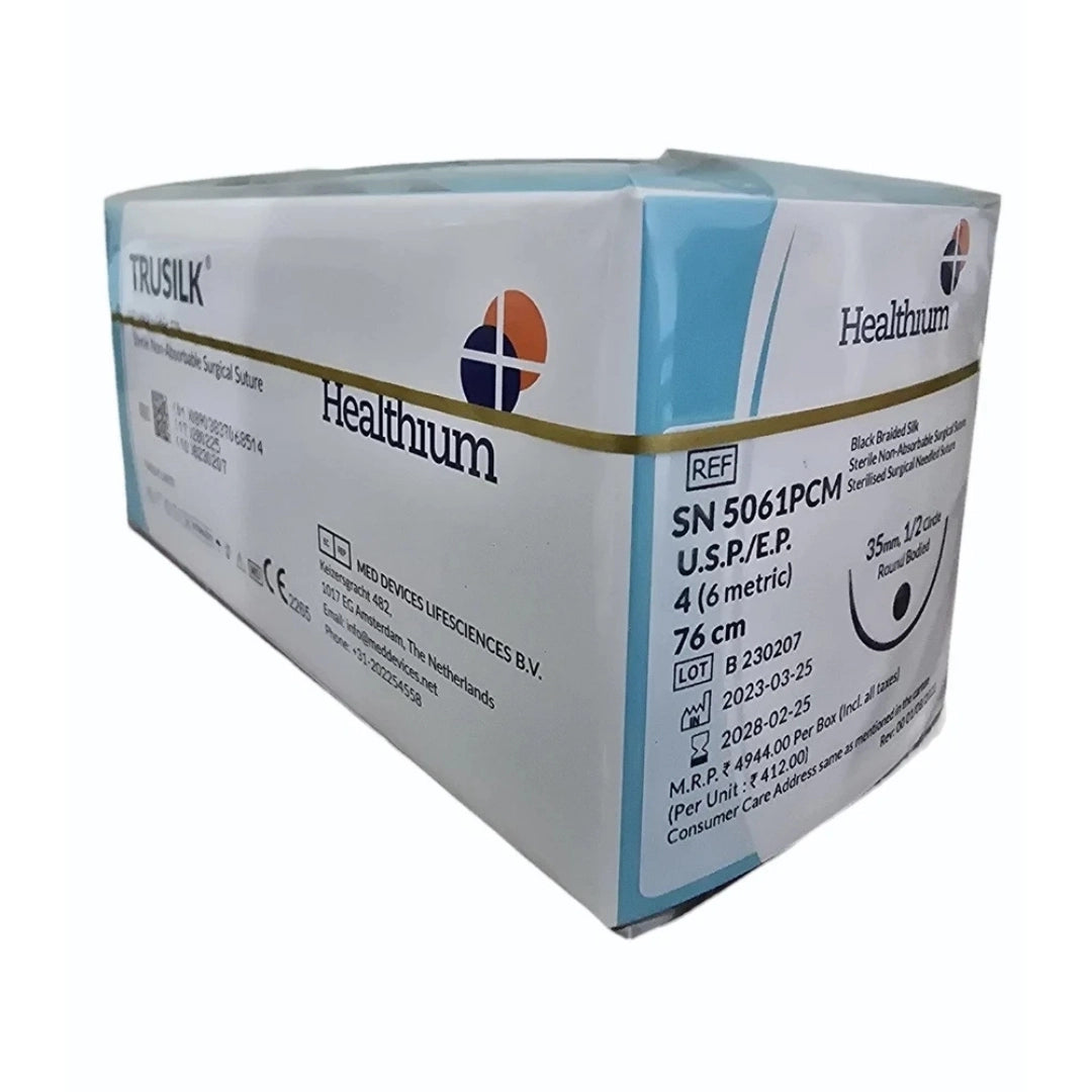 Sutures India Trusilk USP 4, 1/2 Circle Round Body SN 5061PCM
