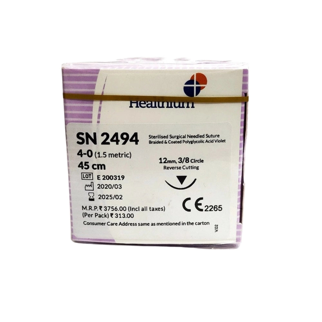 Sutures India Truglyde USP 4-0, 3/8 Circle Reverse Cutting - SN 2494