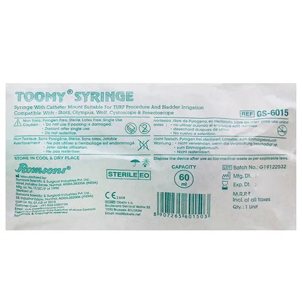 Buy Romsons Toomy Syringe With Catheter Mount 60ml Online