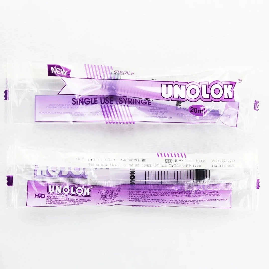 Unolok Syringe 20ml 21G*1.5 inch 25 Pcs Box