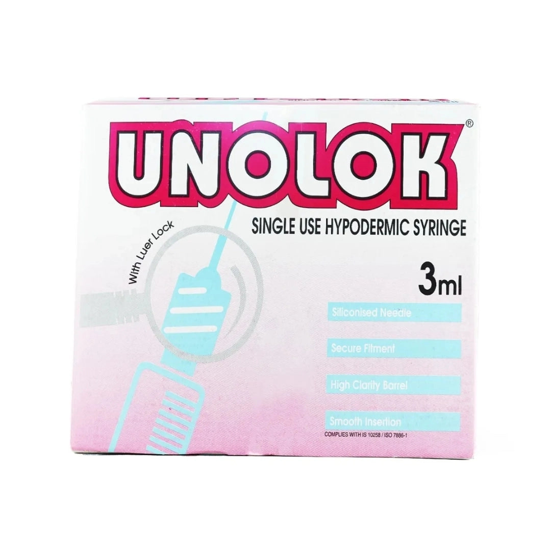 Unolok Syringe 3ml 26G*1.5 inch 100 Pcs Box