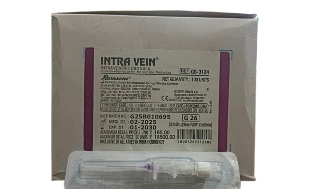 Romsons Intra Vein I.V. Cannula Without Injection Port
