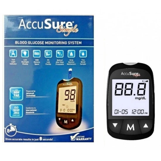 Accusure Simple Glucose Meter - With 25 Strips