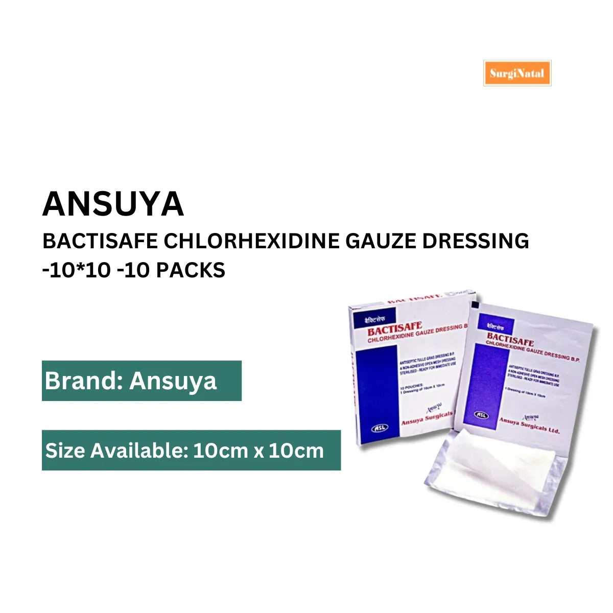 Buy Chlorhexidine Gauze Dressing -10*10 -10 Packs Online