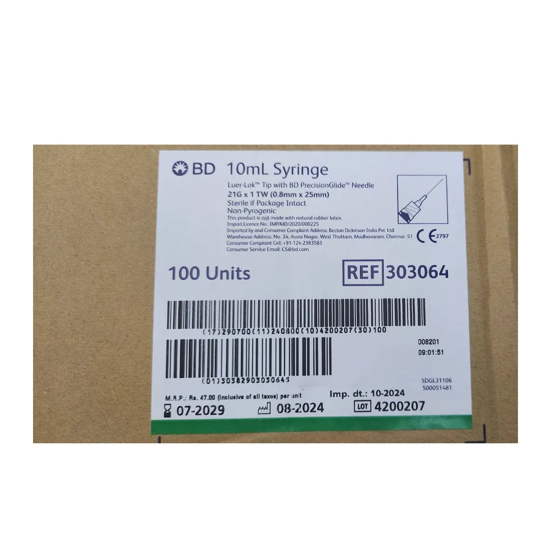 BD 10 ML Syringe Luer Lock 21G*1 inch