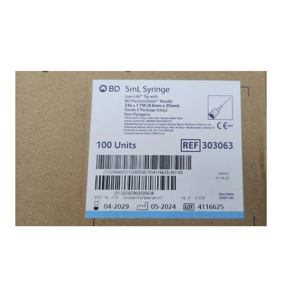 BD 5ml Syringe Luer Lok - 100 Units Pack | SurgiNatal