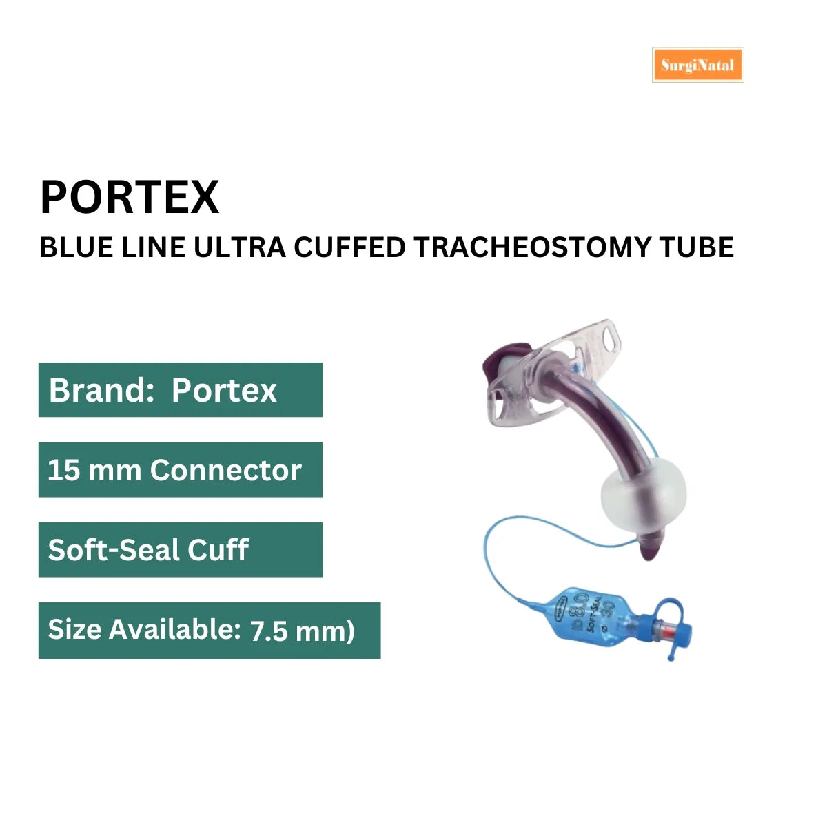 Buy Blue Line Ultra Cuffed Tracheostomy Tube - 7.5 MM Online
