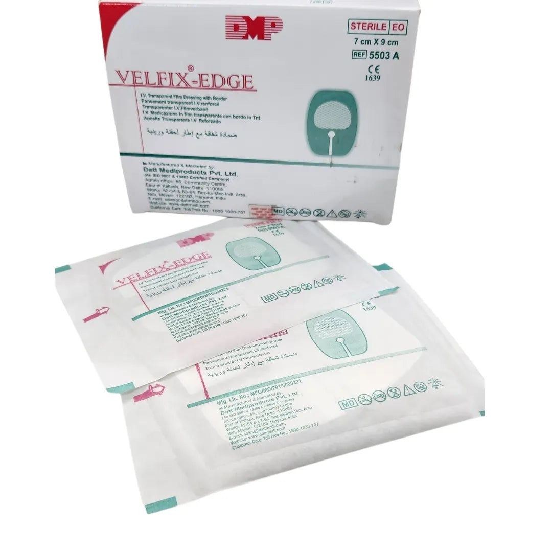 Datt Medi Velfix-Edge Transparent IV dressing with Border 7 cm x 9 cm