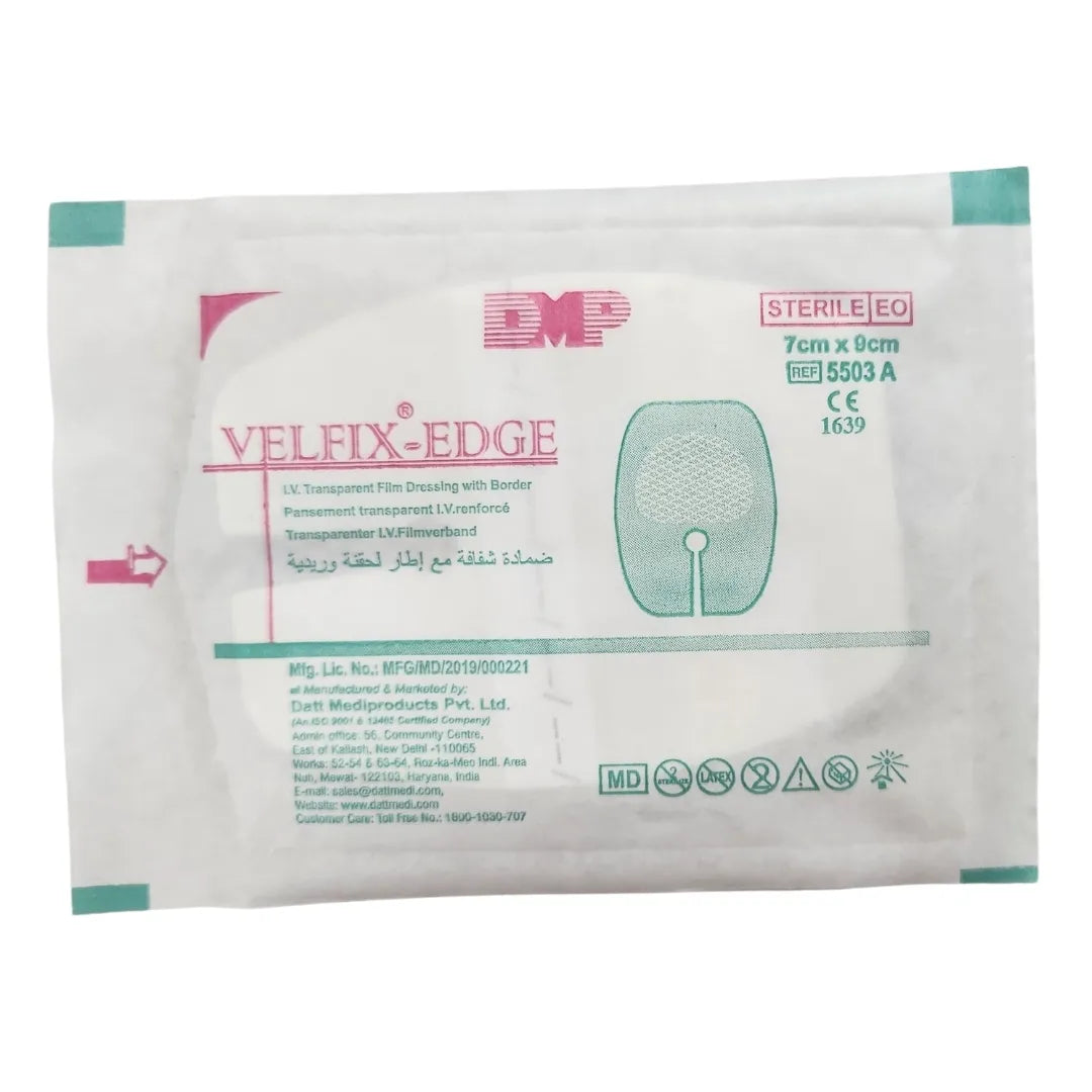 Datt Medi Velfix-Edge Transparent IV dressing with Border 7 cm x 9 cm