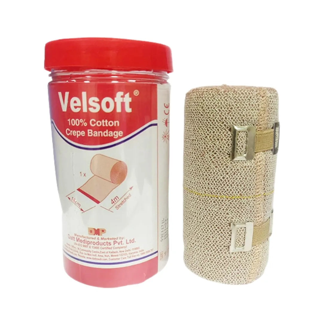 Datt Medi Velsoft-I Elastic Cotton Crepe Bandage 15 cm x 4.5 m