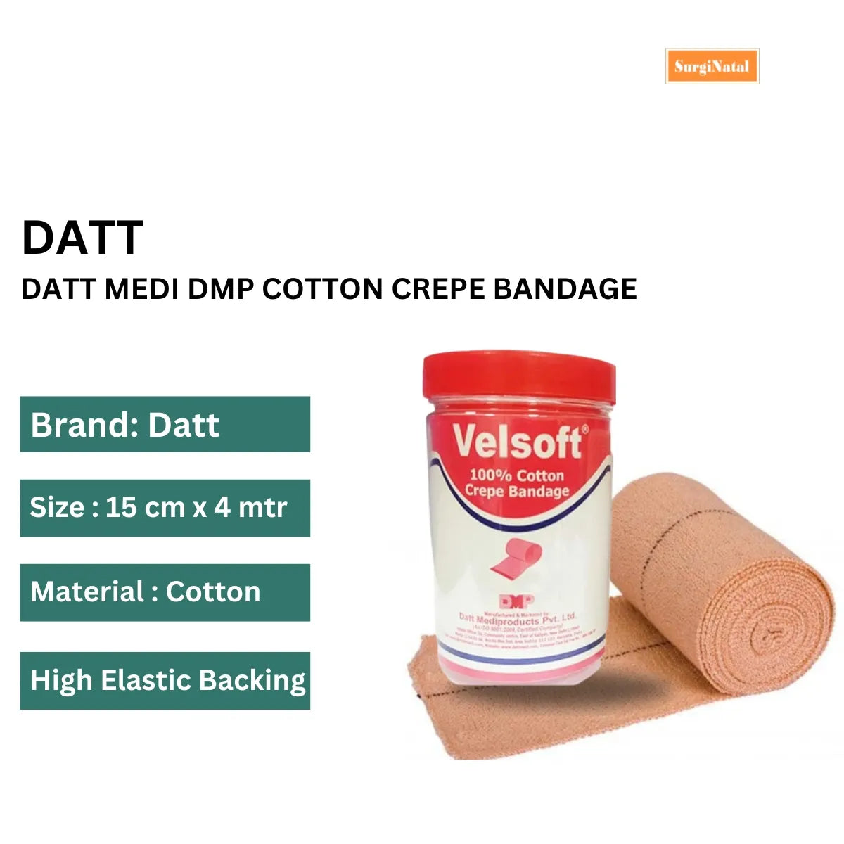 Datt Medi DMP Cotton Crepe Bandage 15 cm x 4 m